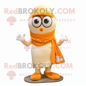 Beige Orange maskot kostym...