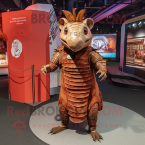 Rust Armadillo mascot costume character dressed with a Sheath Dress and Necklaces