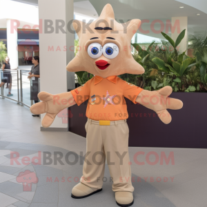 Tan Starfish maskot kostume...