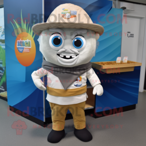 nan Fish Tacos mascot costume character dressed with a Cargo Pants and Pocket squares