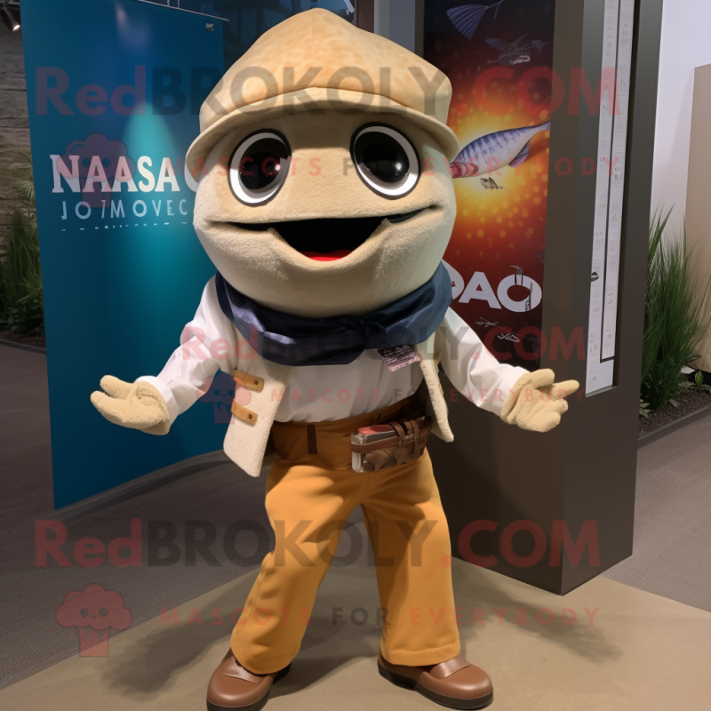 nan Fish Tacos mascot costume character dressed with a Cargo Pants and Pocket squares nan Fish Tacos mascot costume character dressed with a Cargo Pants and Pocket squares