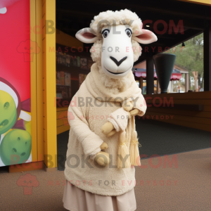 Crème Merino Sheep mascotte...