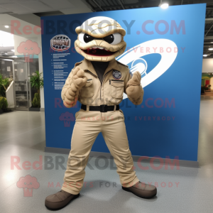 Beige Titanoboa mascot costume character dressed with a Moto Jacket and Shoe clips
