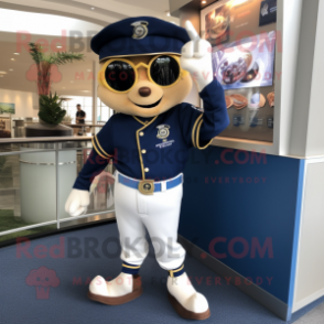 Navy Bracelet mascot costume character dressed with a Long Sleeve Tee and Cufflinks