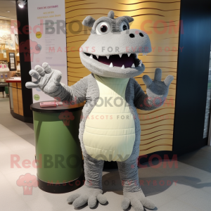 Grijze krokodil mascotte...