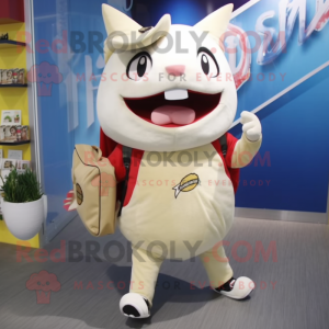 Cream Tuna mascot costume character dressed with a Shorts and Wallets