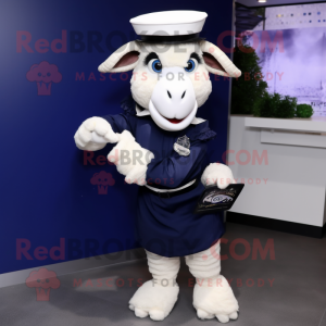 Navy Ram mascot costume character dressed with a Blouse and Cummerbunds