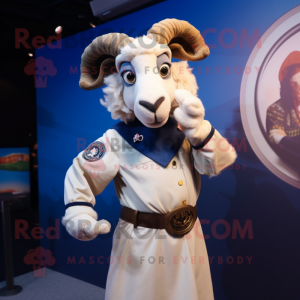 Navy Ram mascot costume character dressed with a Blouse and Cummerbunds