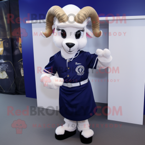 Navy Ram mascot costume character dressed with a Blouse and Cummerbunds