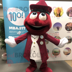 Maroon Doctor mascot costume character dressed with a Culottes and Lapel pins