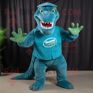 Teal T Rex mascotte kostuum...