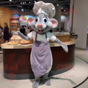 Silver Ratatouille mascot costume character dressed with a Shift Dress and Caps