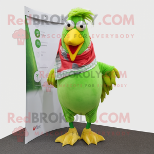 Lime Green Rooster mascotte...