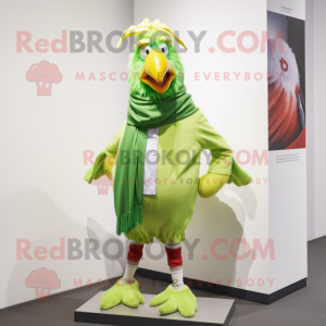 Lime Green Rooster mascotte...