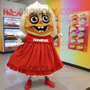 nan Enchiladas mascot costume character dressed with a Skirt and Shoe laces