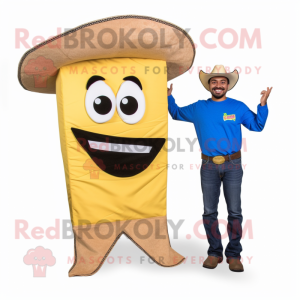Tan Nachos mascot costume character dressed with a Bootcut Jeans and Wallets