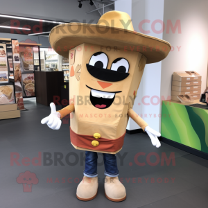 Tan Nachos mascot costume character dressed with a Bootcut Jeans and Wallets