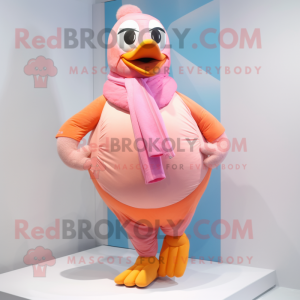 Peach Dove mascot costume character dressed with a Joggers and Scarf clips