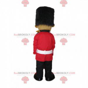 Mascota del oso de peluche vestida como un guardia británico