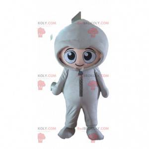 Mascota infantil vestida con un mono blanco - Redbrokoly.com