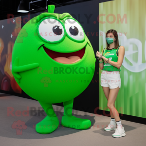 Green Basketball Ball mascot costume character dressed with a Maxi Skirt and Smartwatches