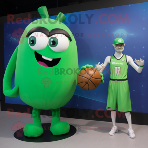 Green Basketball Ball mascot costume character dressed with a Maxi Skirt and Smartwatches