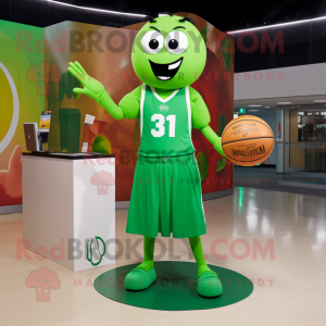 Green Basketball Ball mascot costume character dressed with a Maxi Skirt and Smartwatches