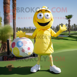 Gul golfball maskot drakt...