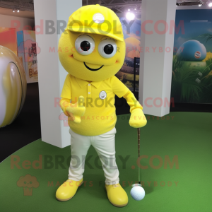 Gul golfbold maskot kostume...