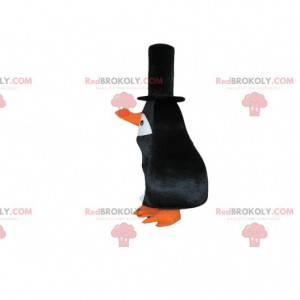 Mascote de pinguim, fantasia de pássaro preto com bico longo -