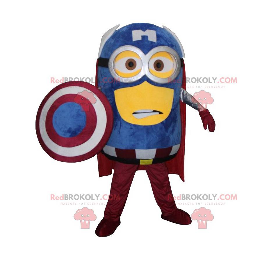 Minions mascot, famous character dressed as a superhero -