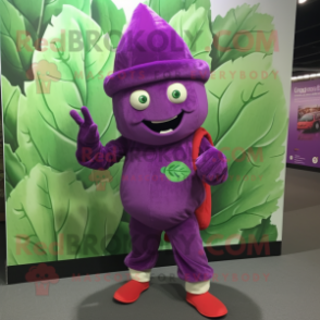 Red Cabbage Leaf mascot costume character dressed with a Jumpsuit and Beanies