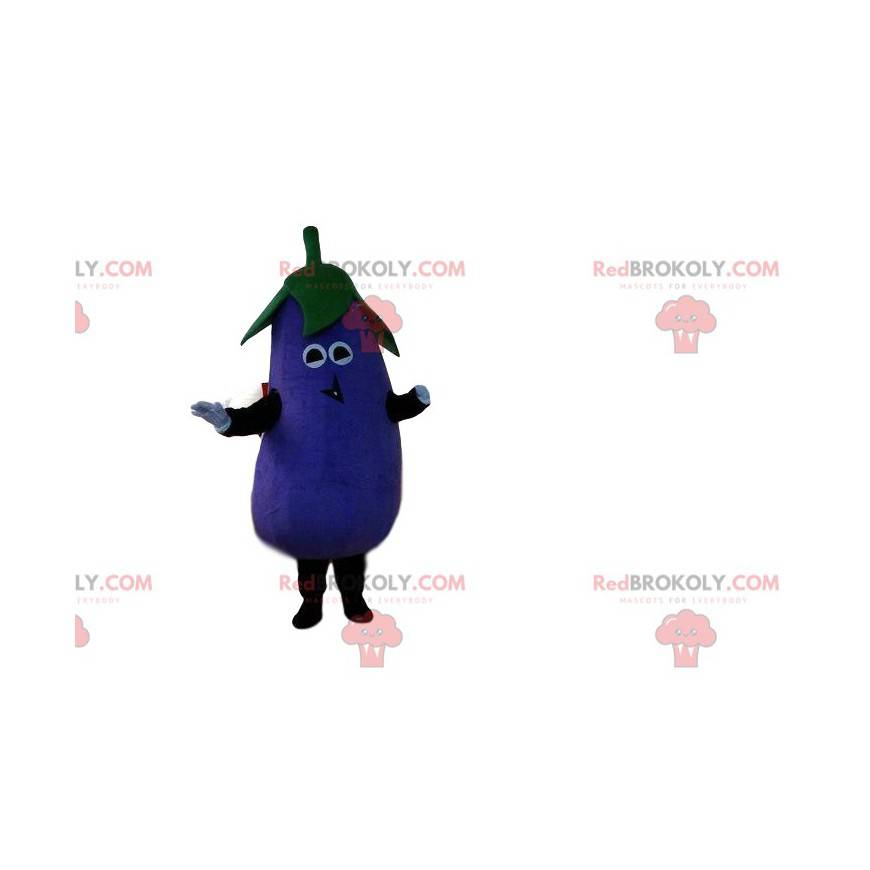 Mascot gigantische aubergine, paars plantaardig kostuum -