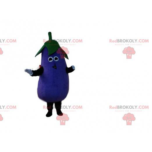 Mascot gigantische aubergine, paars plantaardig kostuum -