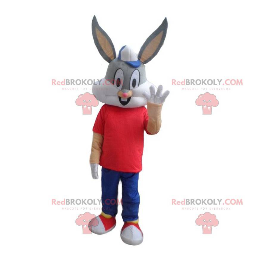 Mascot Bugs Bunny, beroemd grijs konijn uit Looney Tunes -