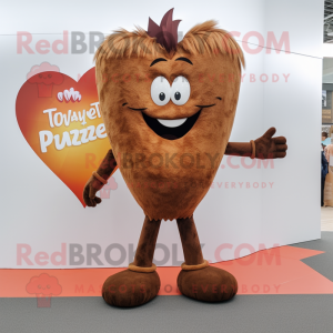 Brunt hjerte maskot kostume...
