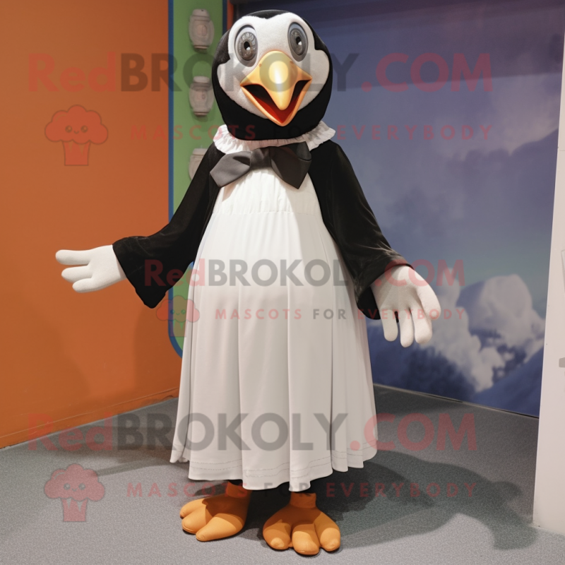 nan Penguin mascot costume character dressed with a Pleated Skirt and Shoe clips