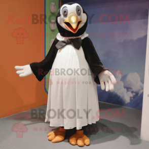 nan Penguin mascot costume character dressed with a Pleated Skirt and Shoe clips