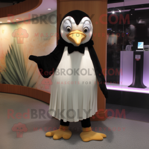 nan Penguin mascot costume character dressed with a Pleated Skirt and Shoe clips