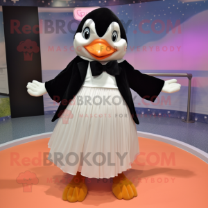 nan Penguin mascot costume character dressed with a Pleated Skirt and Shoe clips