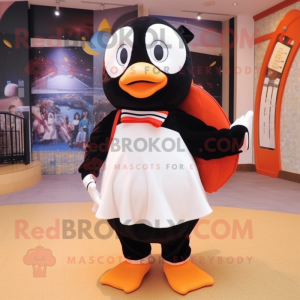nan Penguin mascot costume character dressed with a Pleated Skirt and Shoe clips