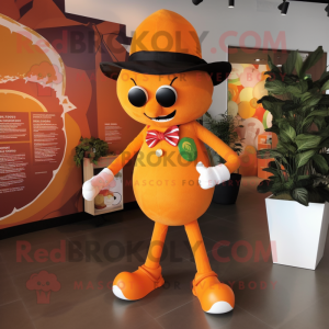 Orange Grape mascot costume character dressed with a Rash Guard and Bow ties