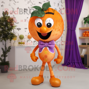 Orange Grape mascot costume character dressed with a Rash Guard and Bow ties