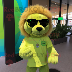 Lime Green Lion mascotte...