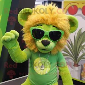 Lime Green Lion mascotte...