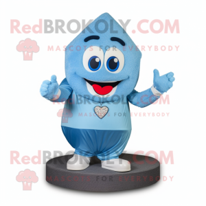 Blue Engagement Ring mascot costume character dressed with a V-Neck Tee and Foot pads