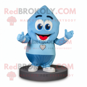 Blue Engagement Ring mascot costume character dressed with a V-Neck Tee and Foot pads