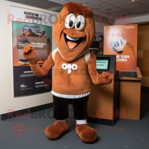Rust Guinness mascot costume character dressed with a Sweater and Shoe clips