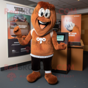 Rust Guinness mascot costume character dressed with a Sweater and Shoe clips