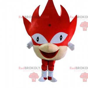 Red monster mascot with a giant head, festive costume -